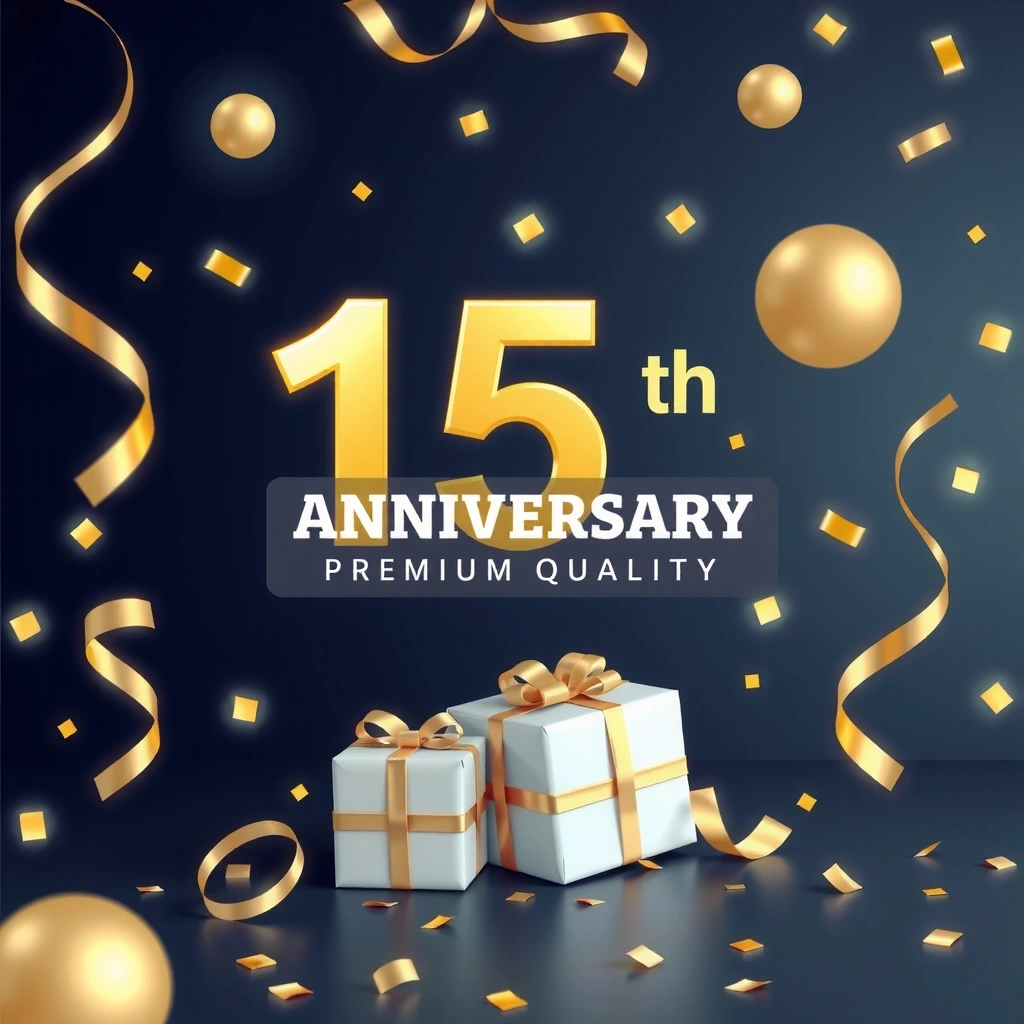 Celebración del 15° aniversario con elementos de regalo